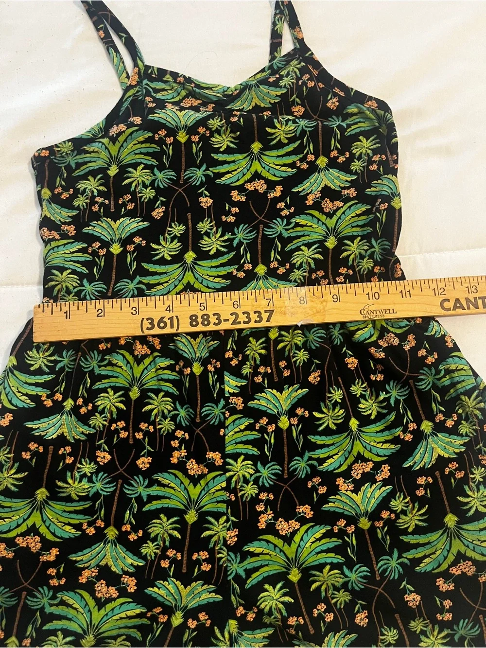 Old Navy Girls Tropical Palm Print Romper Black Green Size 8 pockets